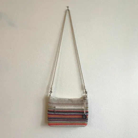 The Sak Crochet Crossbody Rainbow Striped Crossbody Vegan Recycled Bag - Picture 8 of 9